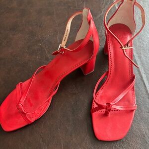 J Crew Red Strappy Sandal Heels Size 7